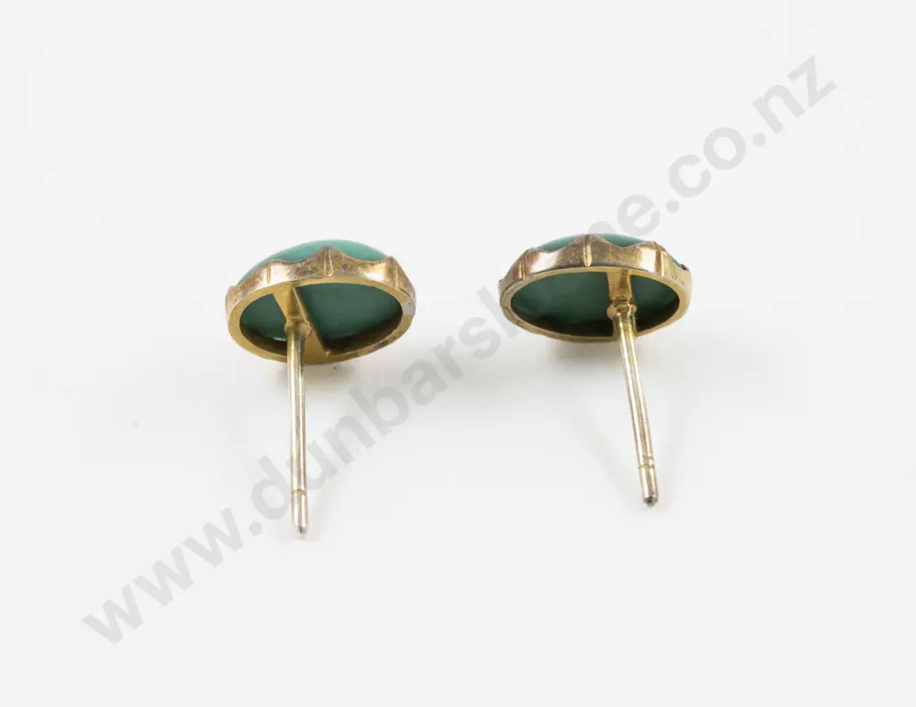 Pair 9ct Single Stone Turquoise Stud Earrings Image 1++