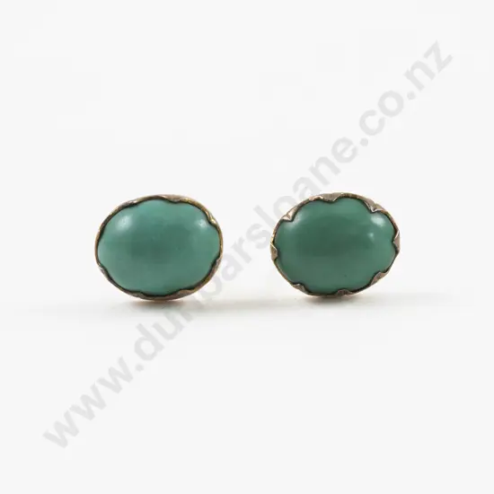 Pair 9ct Single Stone Turquoise Stud Earrings