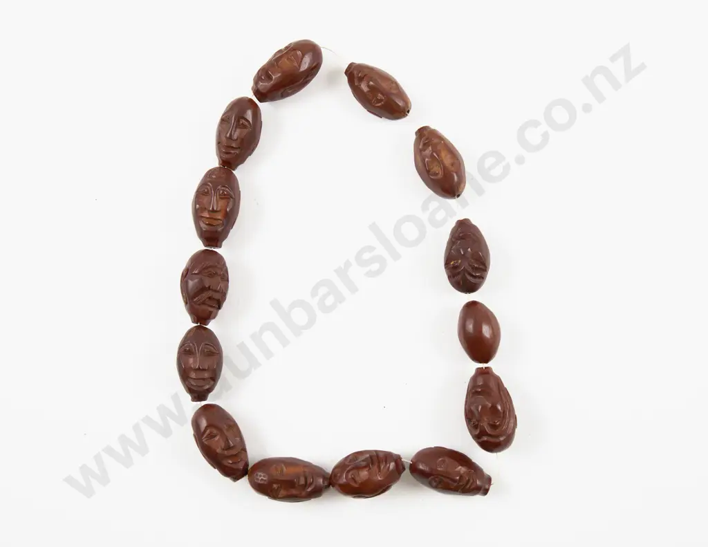 Vintage Hand Carved Chinese Olive Pit Face Beads Image 1++