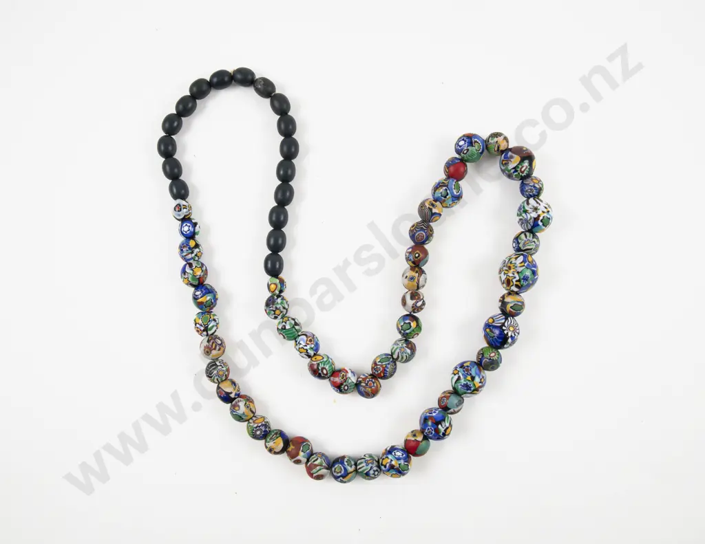 Vintage Single Strand Venetian Millefiori Bead Necklace Image 1++