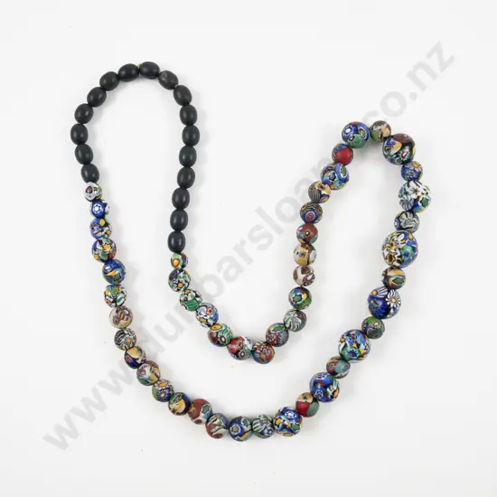 Vintage Single Strand Venetian Millefiori Bead Necklace