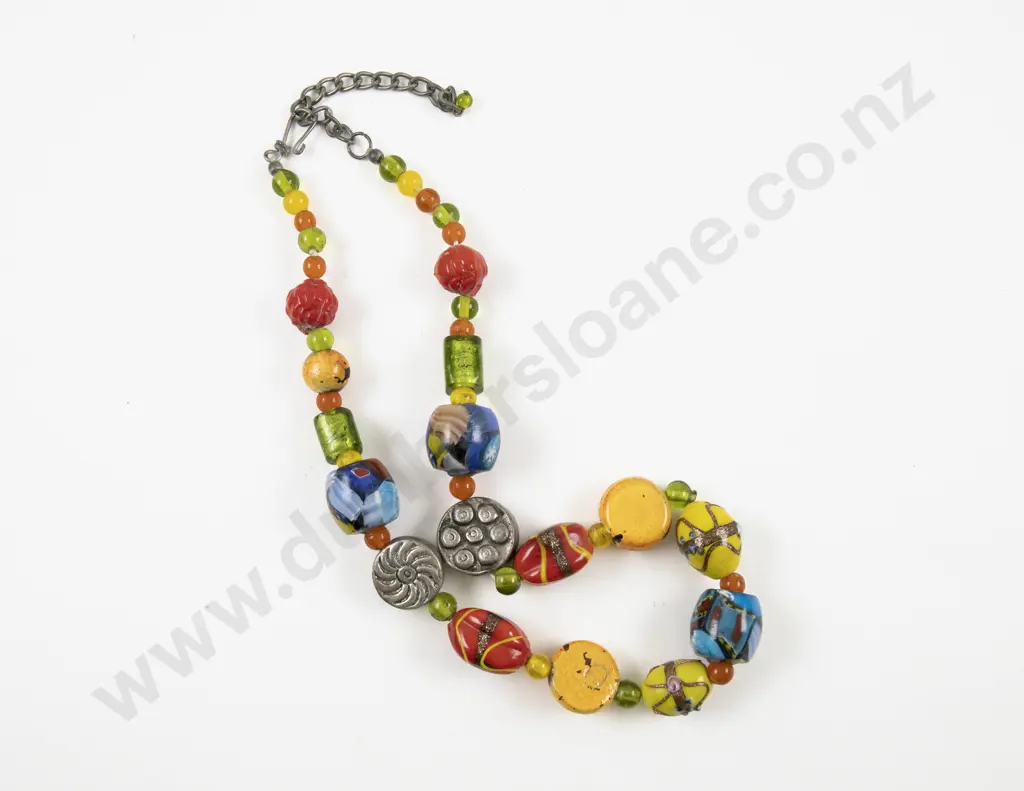 German Jeweller Single Strand Murano Glass Bead Necklace Image 1++