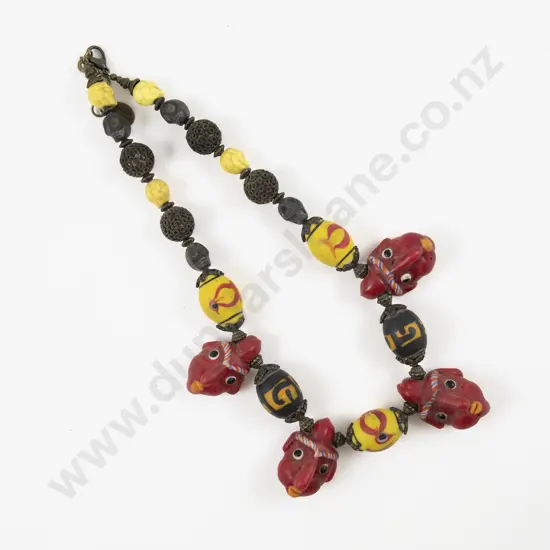 Bead Gallery Nelson Vintage Clay and Glass Bead Necklace