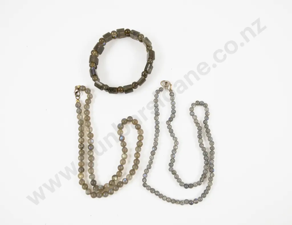 Two Single Strand Uniform Labradorite Bead Necklace and Bracelet Image 1++