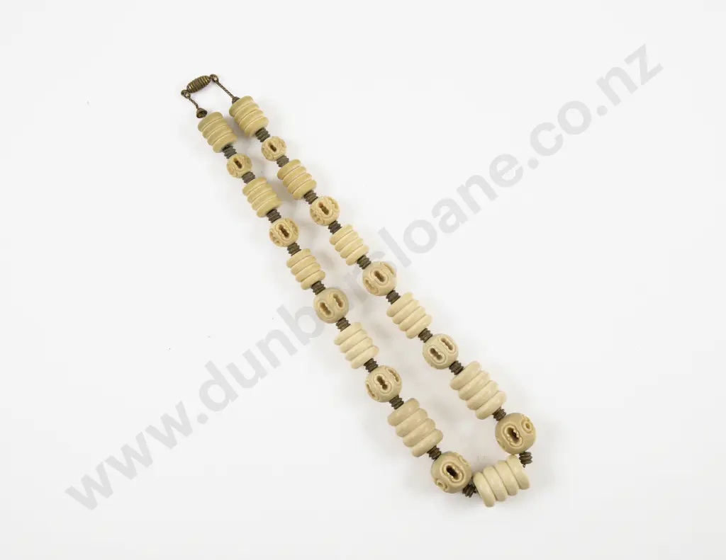 Vintage Single Strand Ivory Bead Necklace Image 1++