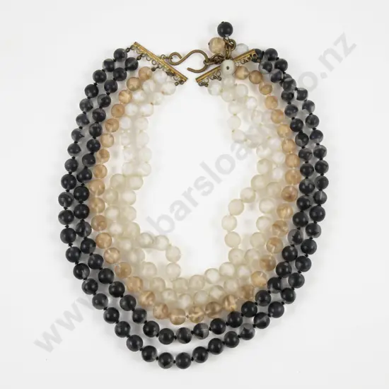 Vintage Five Strand Frosted Glass Bead Necklace