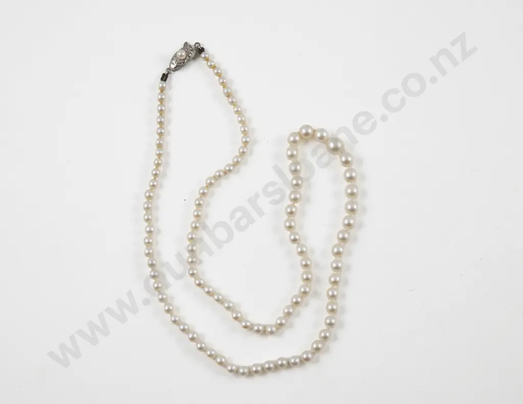 Single Strand Slightly Graduated Cultured Pearl Necklace Image 1++