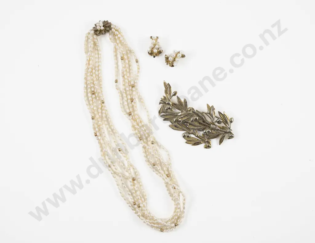 Multi Strand Fresh Water Pearl and Gold Bead Necklace Image 1++