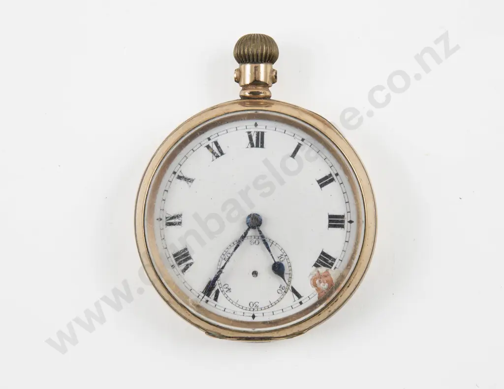 10ct Gold Plated Open Face Lever Wind Pocket Watch Image 1++