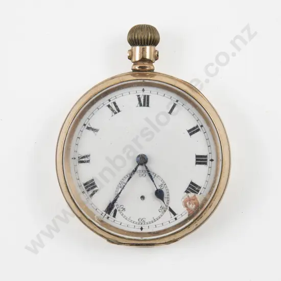 10ct Gold Plated Open Face Lever Wind Pocket Watch