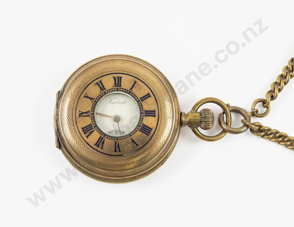 Gold Plated Half Hunter Cased Lever Wind Pocket Watch Image 1++