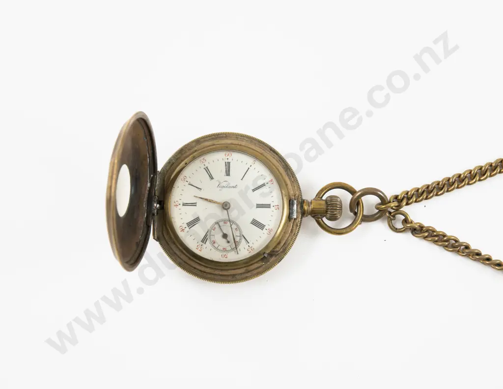 Gold Plated Half Hunter Cased Lever Wind Pocket Watch Image 1++