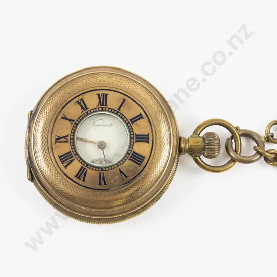 Gold Plated Half Hunter Cased Lever Wind Pocket Watch