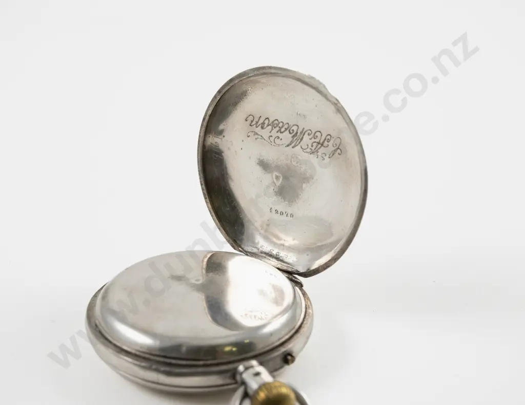 S/S Hunter Cased Lever Wind Pocket Watch Image 1++