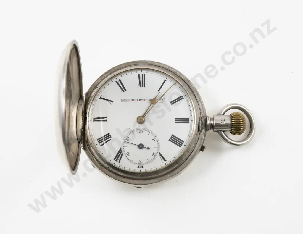 S/S Hunter Cased Lever Wind Pocket Watch Image 1++