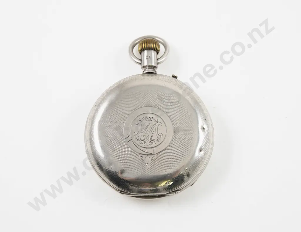 S/S Hunter Cased Lever Wind Pocket Watch Image 1++