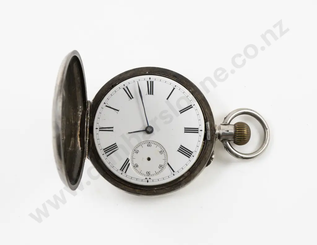 .935 Silver Hunter Cased Lever Wind Pocket Watch Image 1++