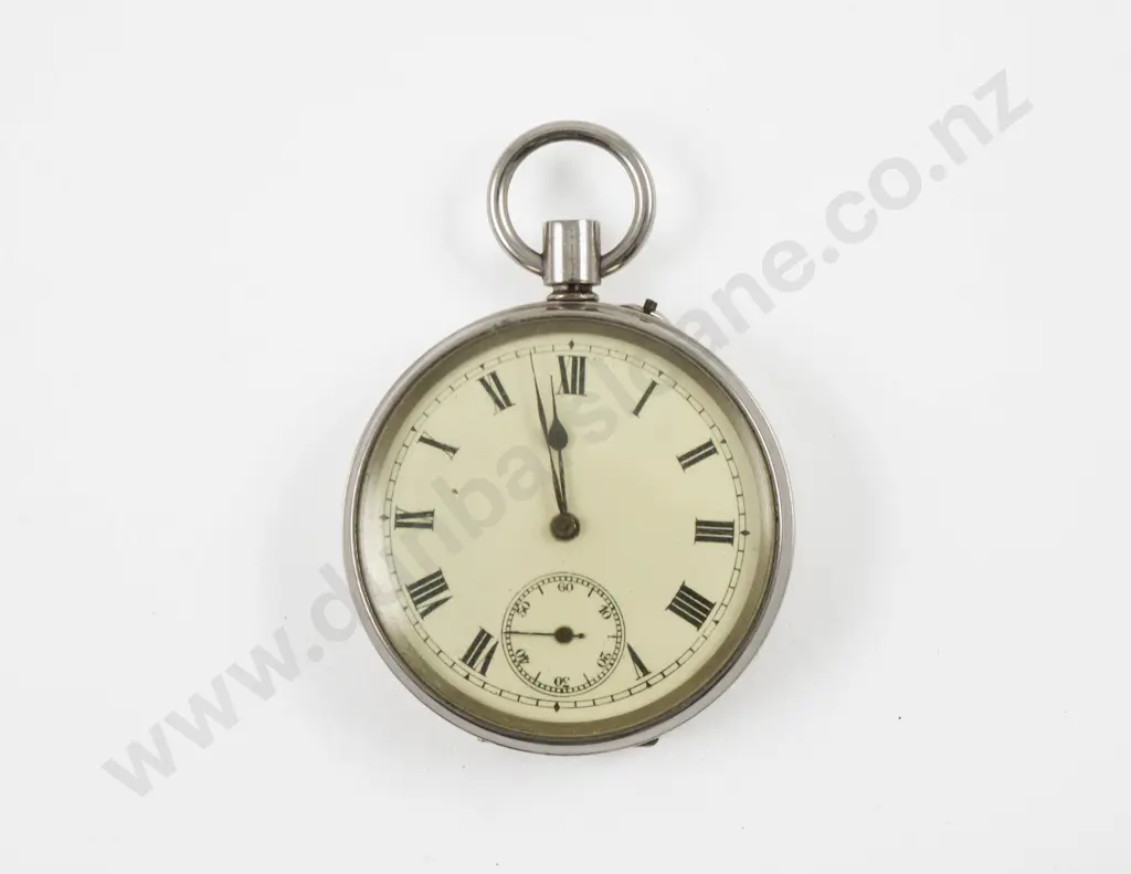 Silver Plated Open Face Lever Wind Pocket Watch Image 1++