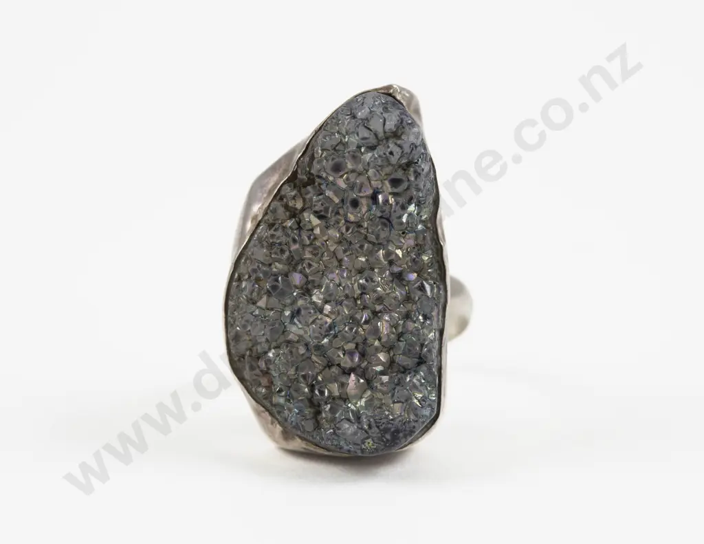 S/S Single Quartz Crystal Dress Ring Image 1++