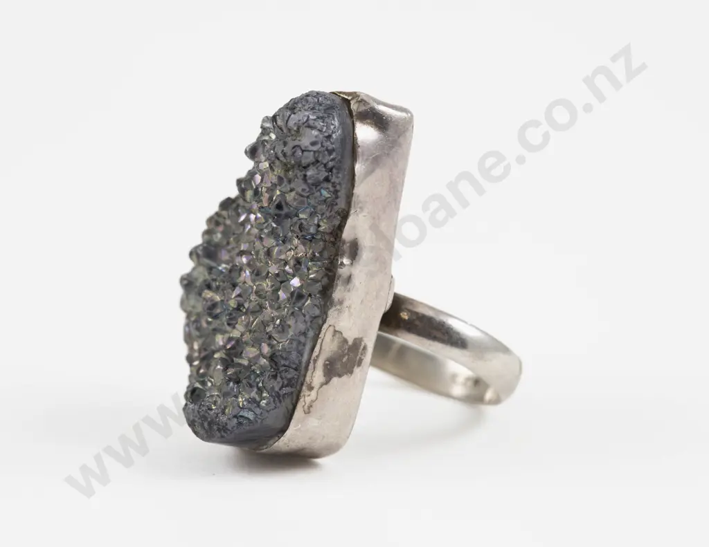 S/S Single Quartz Crystal Dress Ring Image 1++