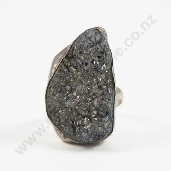 S/S Single Quartz Crystal Dress Ring