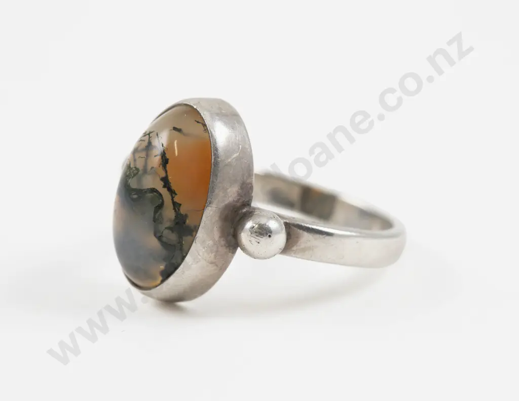S/S Single Moss Agate Ring Image 1++