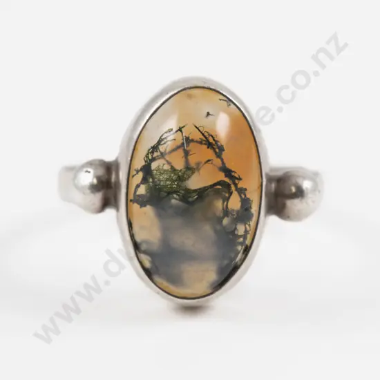S/S Single Moss Agate Ring