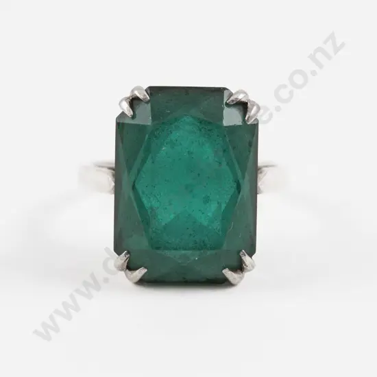 S/S Single Green Crystal Dress Ring