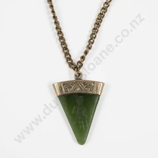 9ct Mounted Greenstone Pendant