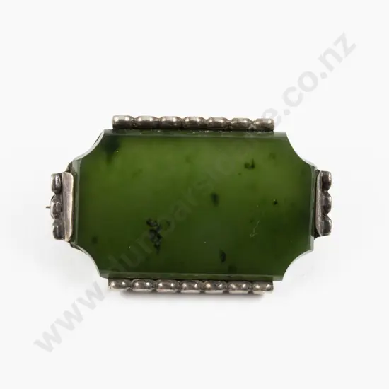 .935 Silver and NZ Greenstone Brooch