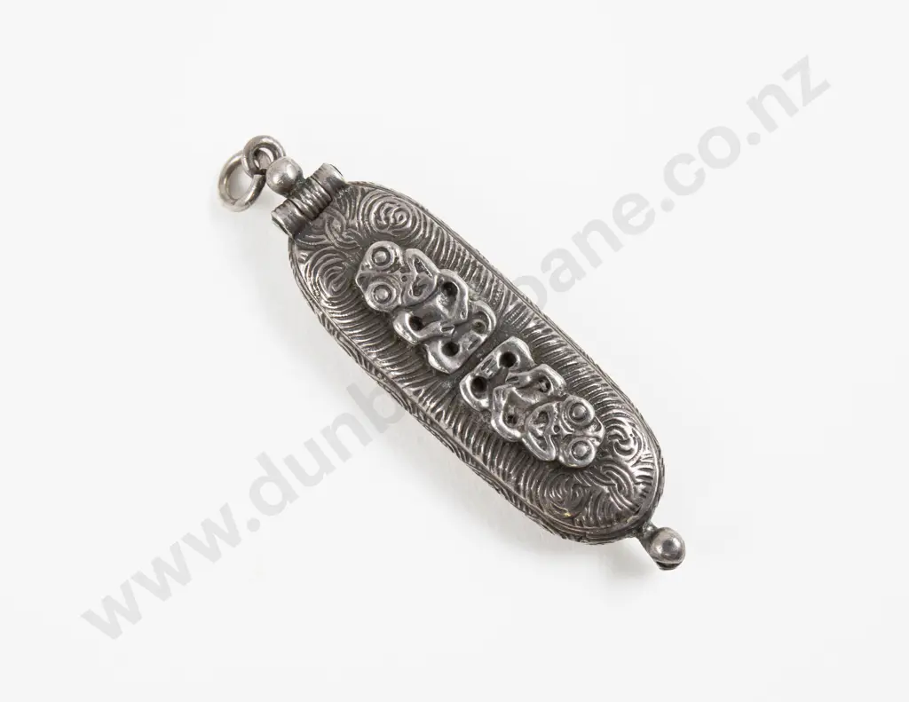S/S Engraved Tiki Waka Huia Locket Pendant Image 1++