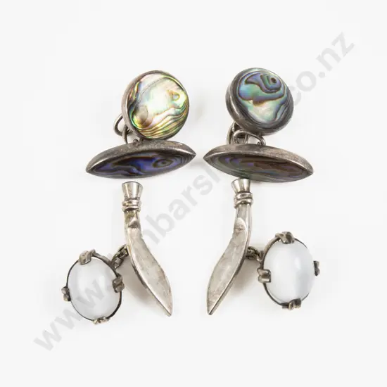 Two Pairs of NZ Paua and Moonstone Cuff Links