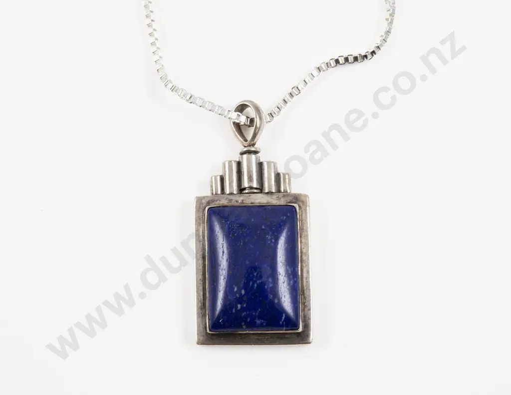 S/S Single Stone Lapis Pendant Image 1++