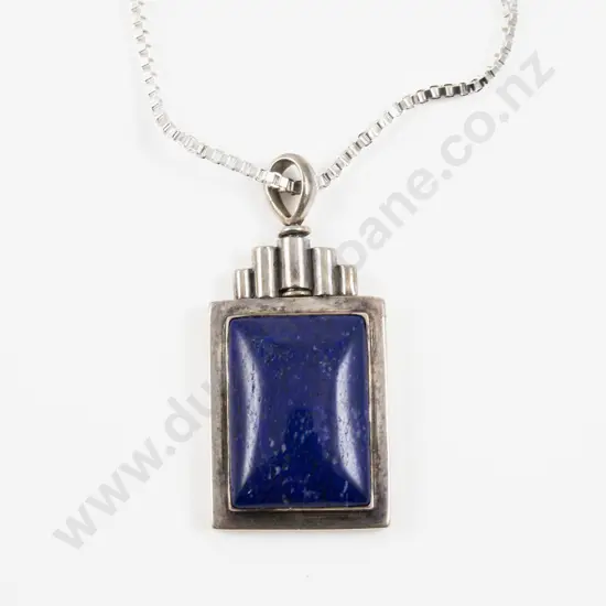 S/S Single Stone Lapis Pendant