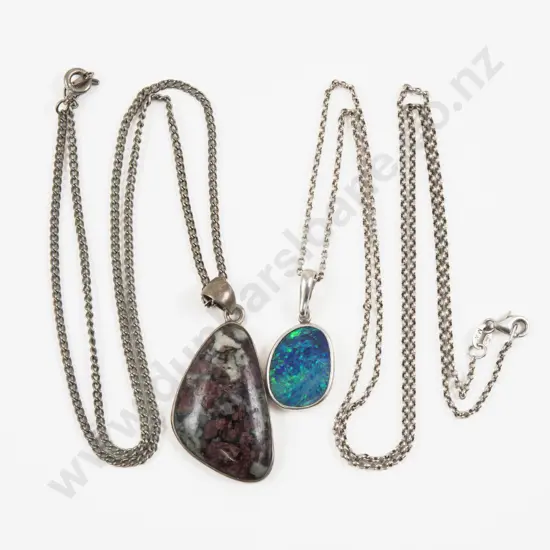 S/S Mounted Single Opal Pendant