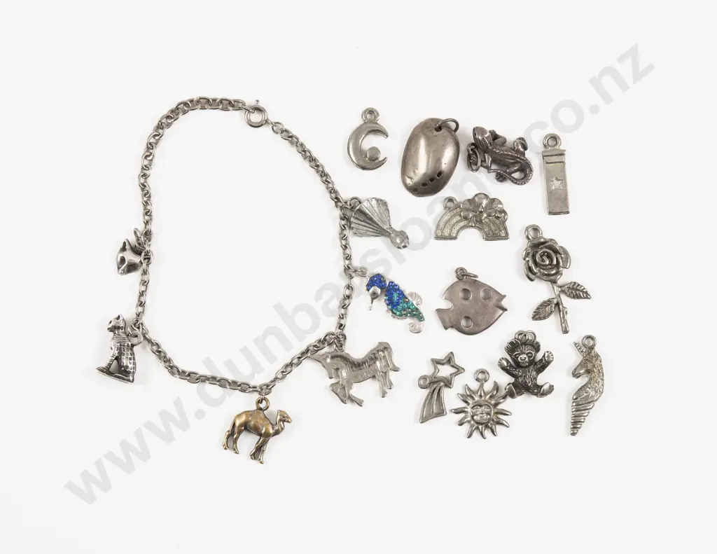 Curb Link Charm Bracelet with 17 Charms Image 1++