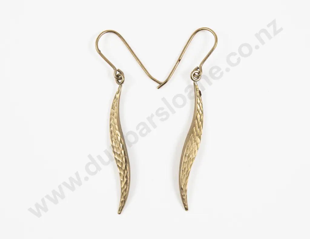 Pair 9ct Pendant Drop Leaf Earrings Image 1++