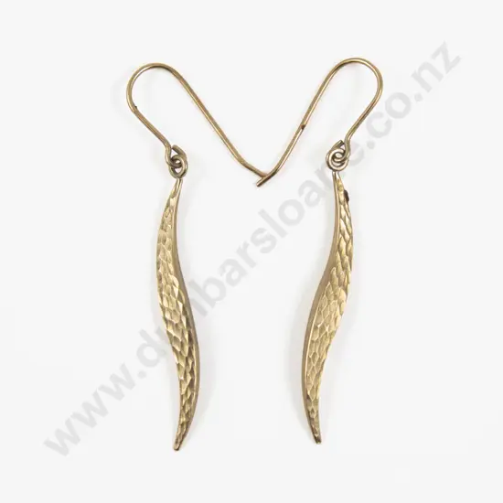 Pair 9ct Pendant Drop Leaf Earrings