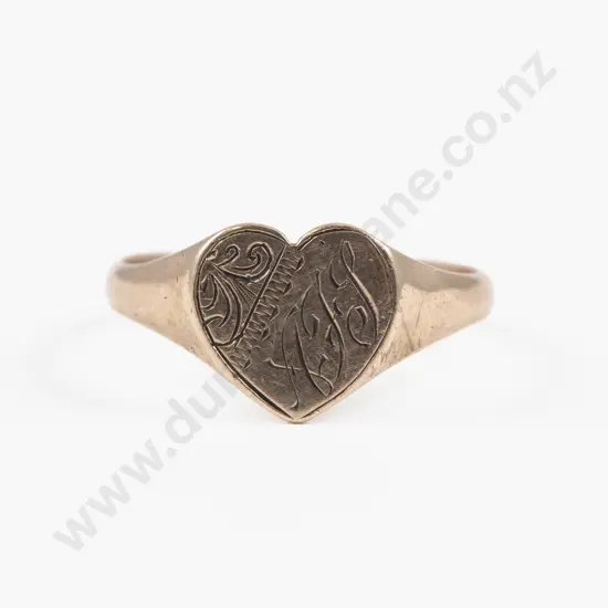 9ct Engraved Heart Ring