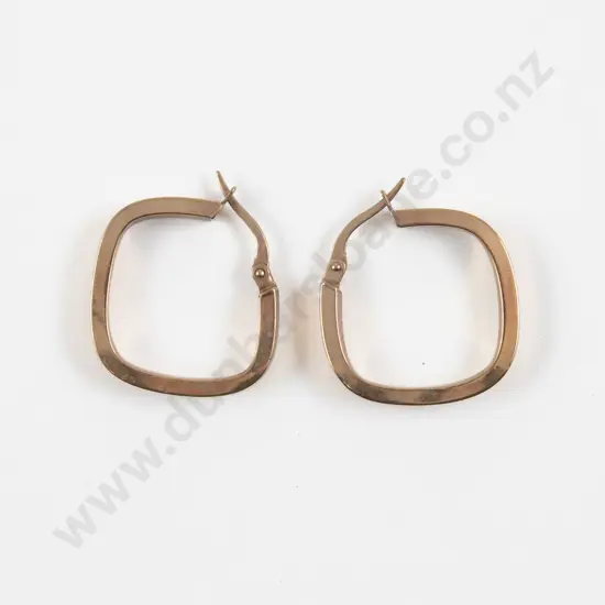 Pair 9ct Fancy Hoop Earrings