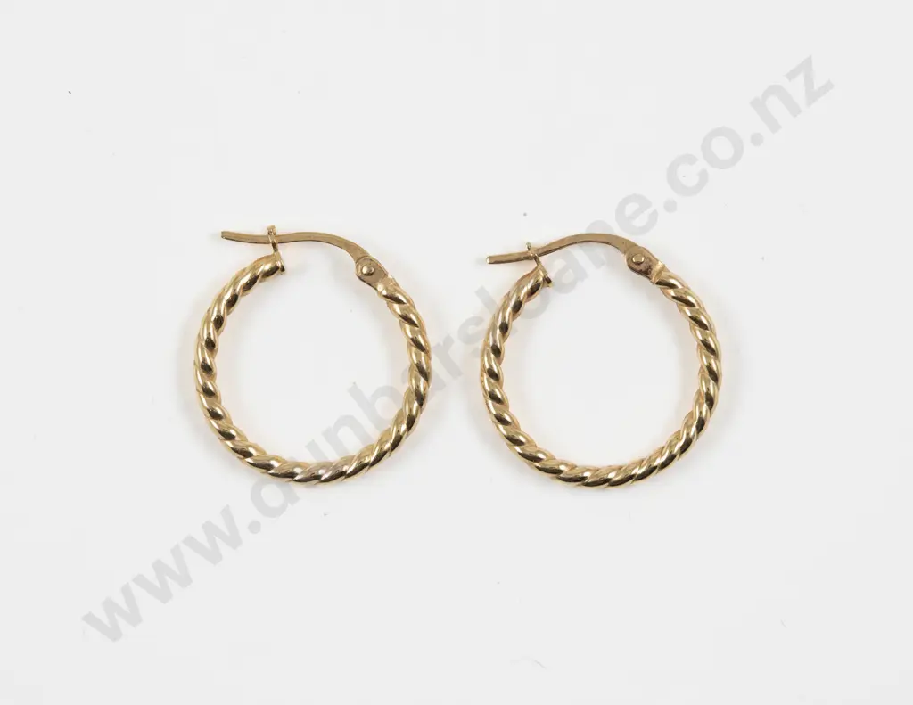 Pair 9ct Hoop Earrings Image 1++