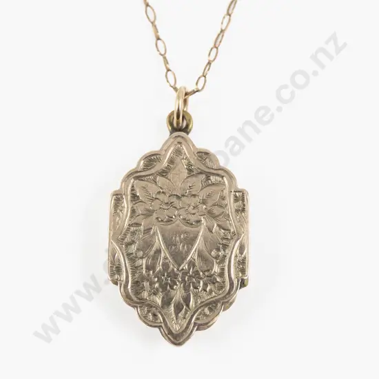 Victorian Gold Plated Engraved Locket Pendant