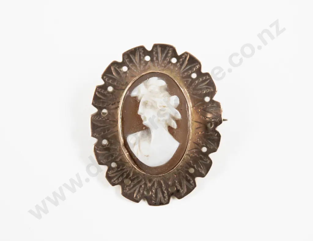 9ct Framed Classical Portrait Cameo Brooch Image 1++