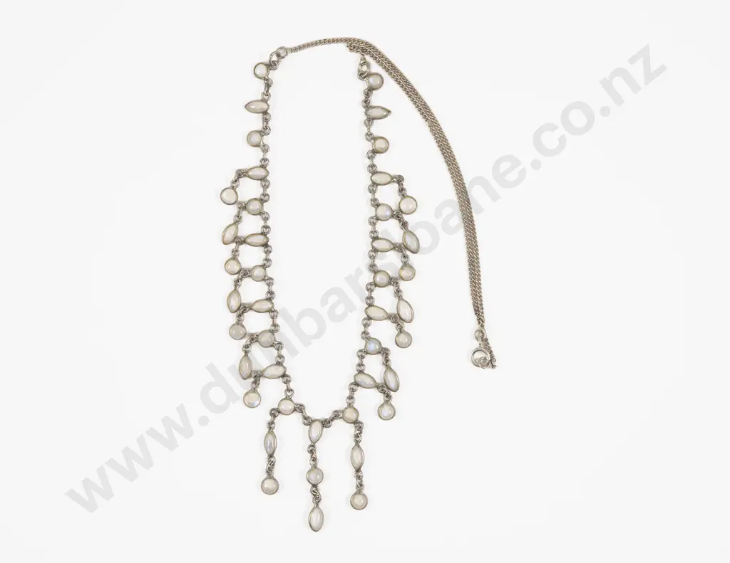 Vintage S/S 43Stone Moonstone Necklace Image 1++