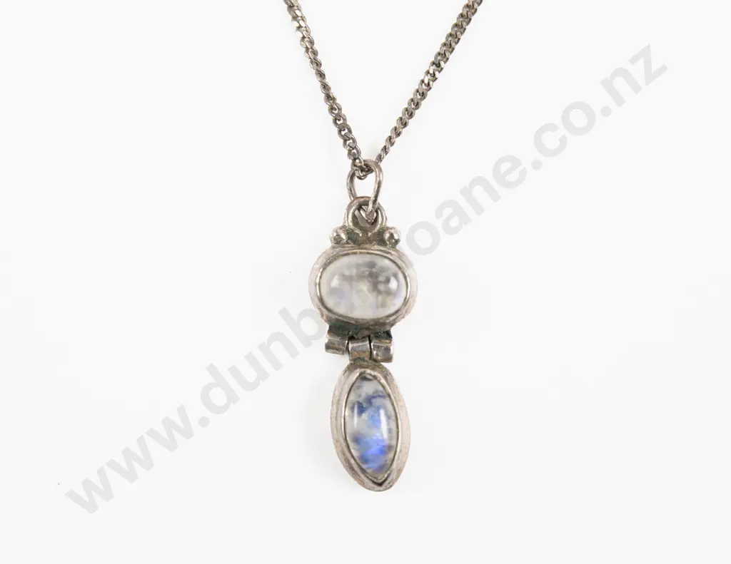 S/S Two Stone Moonstone Pendant Image 1++