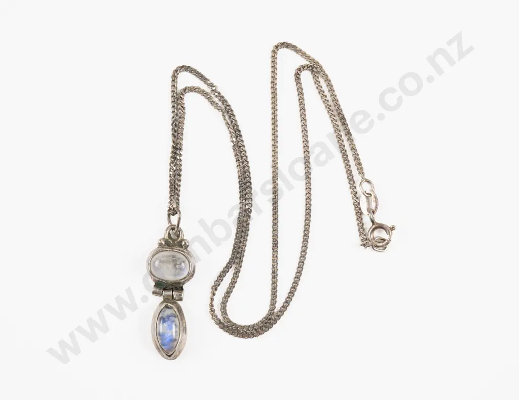 S/S Two Stone Moonstone Pendant Image 1++