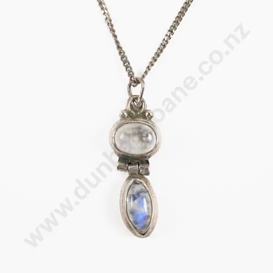 S/S Two Stone Moonstone Pendant