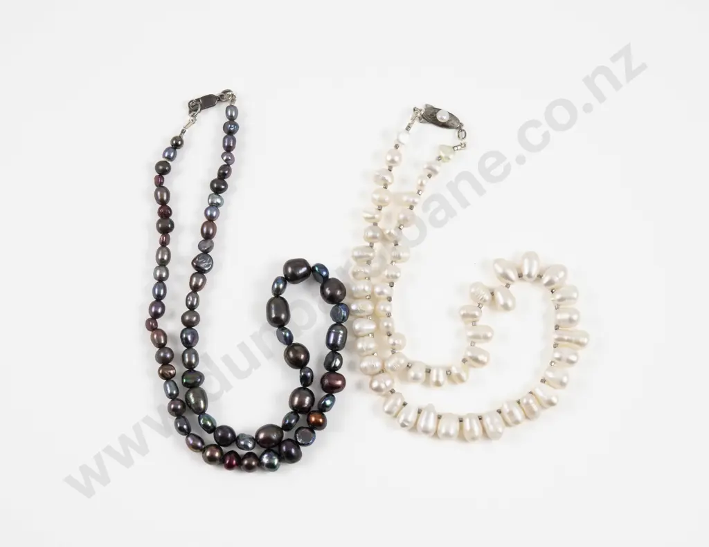 Two Single Strand Fresh Water Pearl Necklaces Image 1++