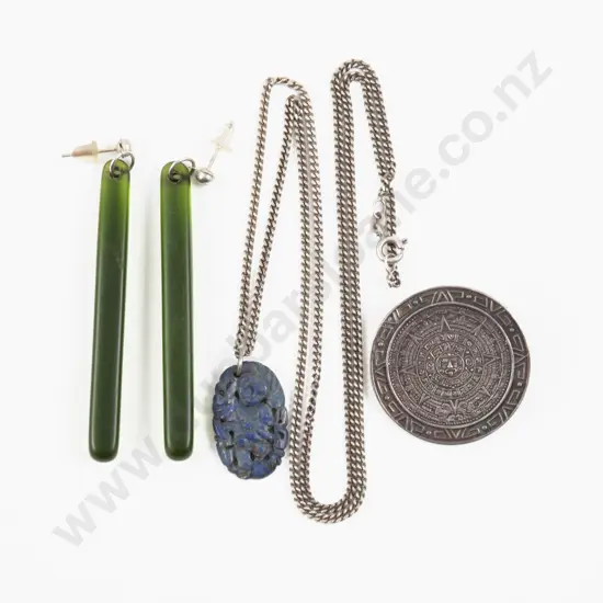 Mexican S/S Aztec Sun Stone Pendant/Brooch