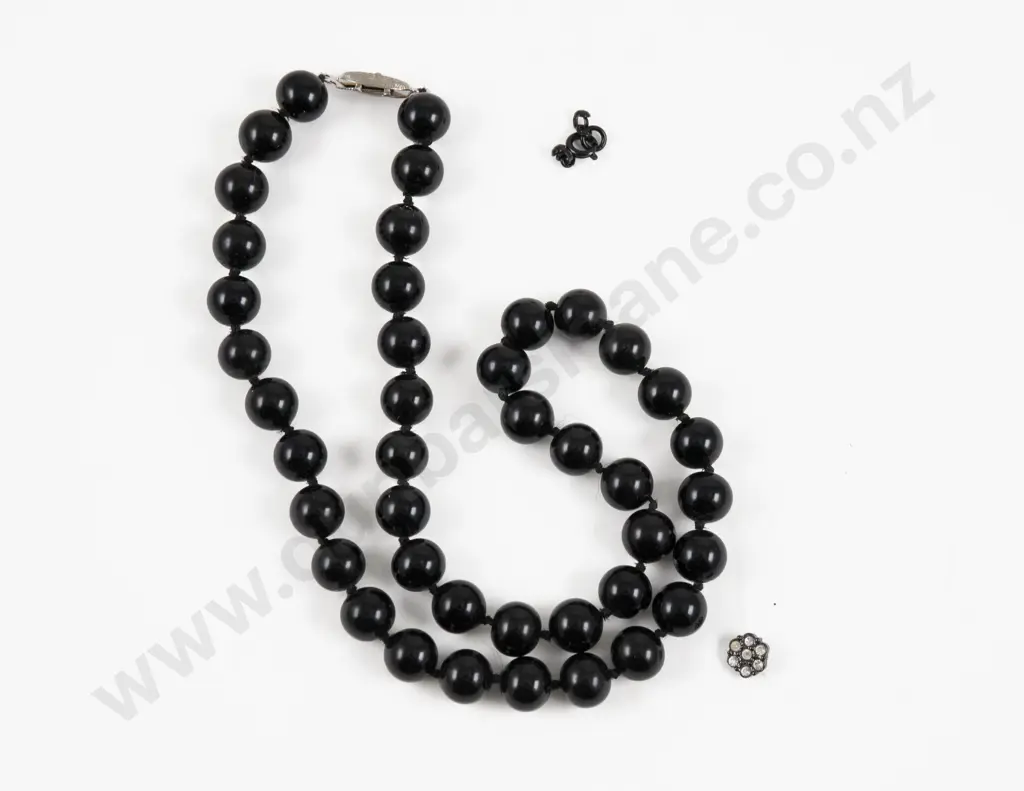 Nine West 'Just an Illusion' S/S Floral Pendant with Single Strand Black Bead Necklace Image 1++